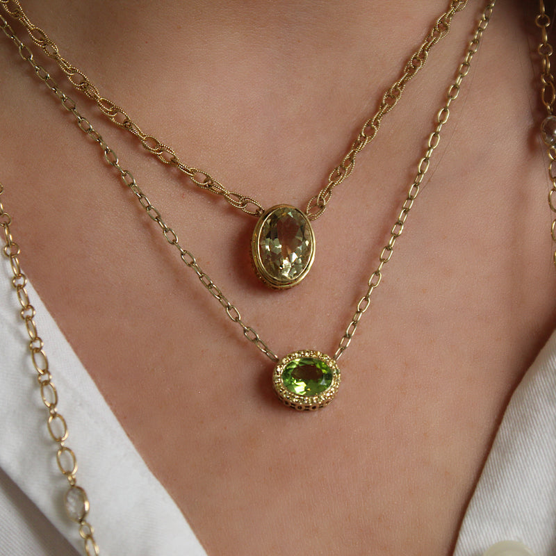 Gemset Necklace in Peridot and Yellow Sapphire