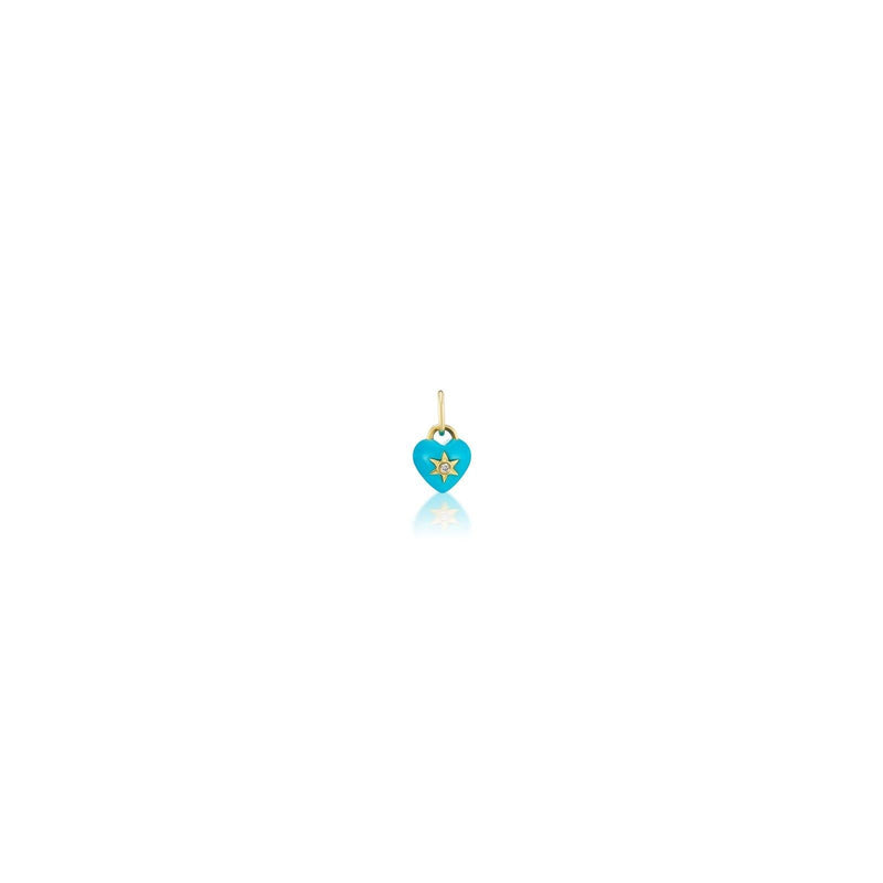 Charm Heart in Turquoise and White Diamond - Charlotte Allison Fine Jewelry