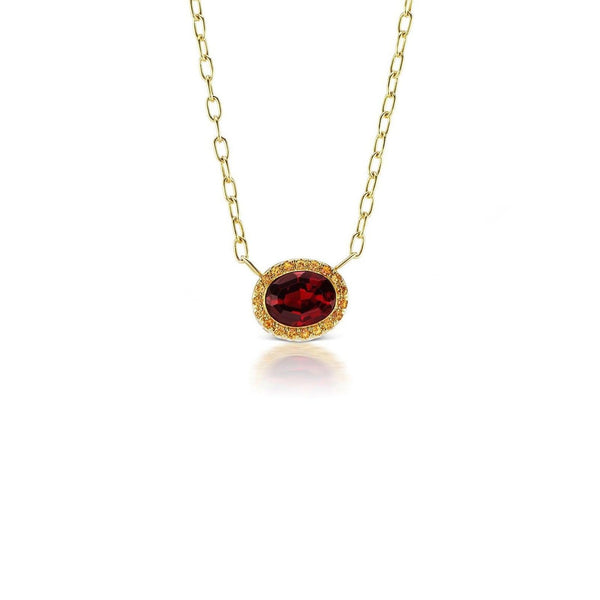 Gemset Necklace Garnet and Orange Sapphire - Charlotte Allison Fine Jewelry