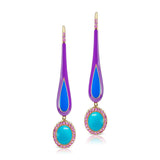 Grande Enamel Teardrop Dangle with Turquoise - Charlotte Allison Fine Jewelry