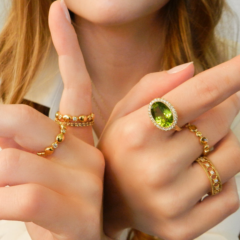 Enamel Cocktail Ring in Peridot