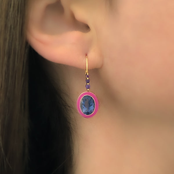 Enamel Dangles in Tanzanite & Berry