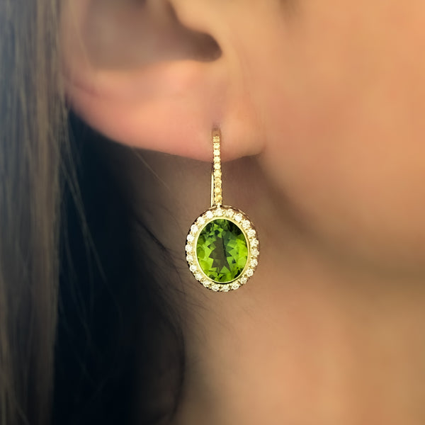Gemset Dangles in Peridot and Diamond