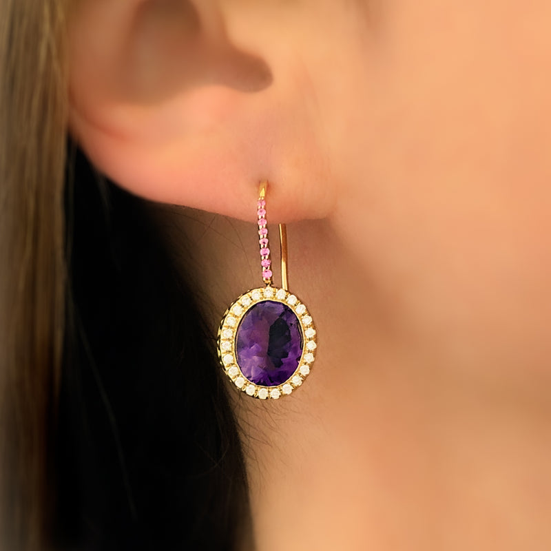 Gemset Dangle in Amethyst and Pink Sapphire