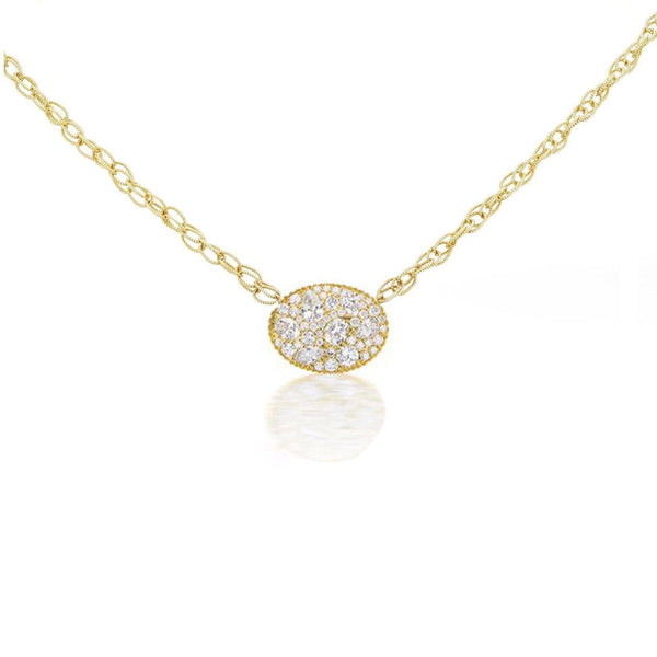 Eclectic Textured Chain Necklace in White Diamond Pave