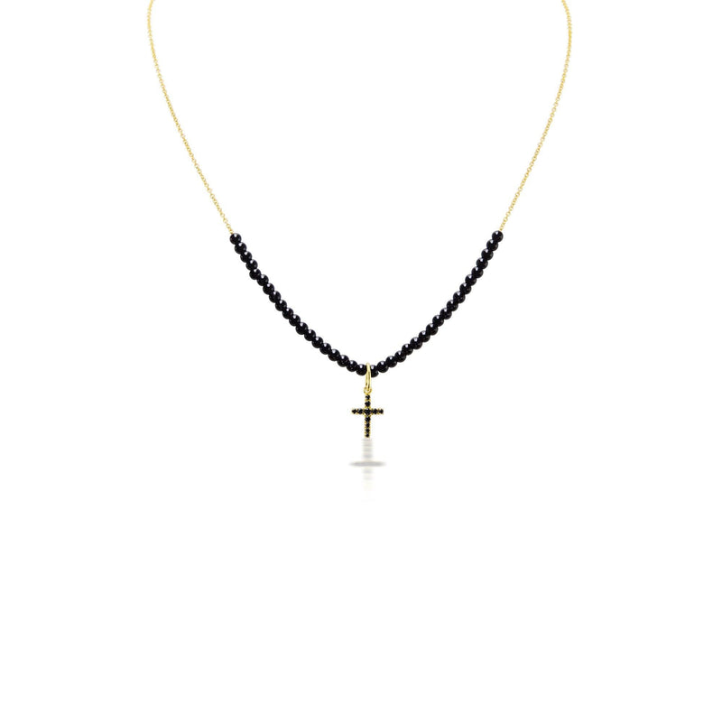 Charm Chain and Cross in Black Onyx - Charlotte Allison Fine Jewelry