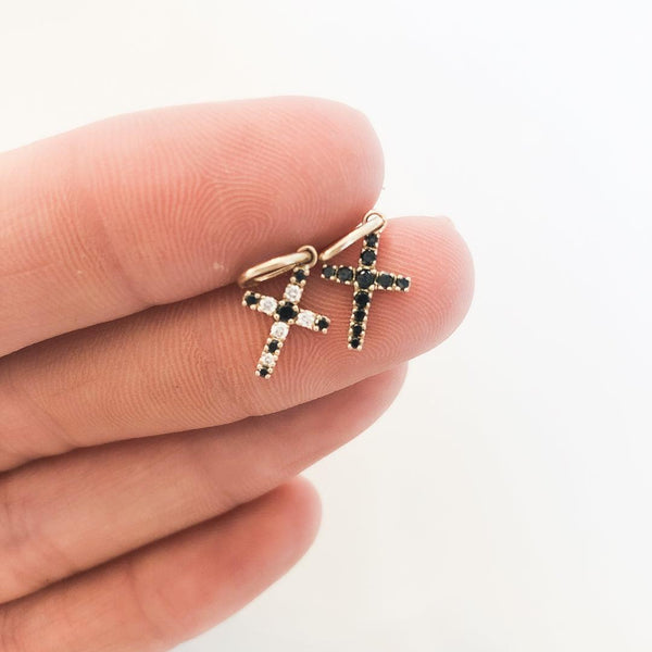 Charm Cross in Black and White Diamond - Charlotte Allison Fine Jewelry