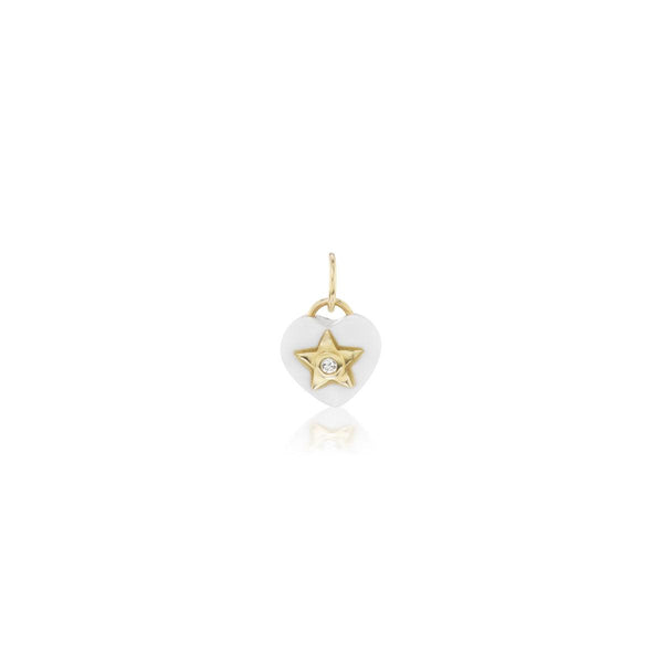 Charm Heart in White Onyx and Diamond First Star - Charlotte Allison Fine Jewelry