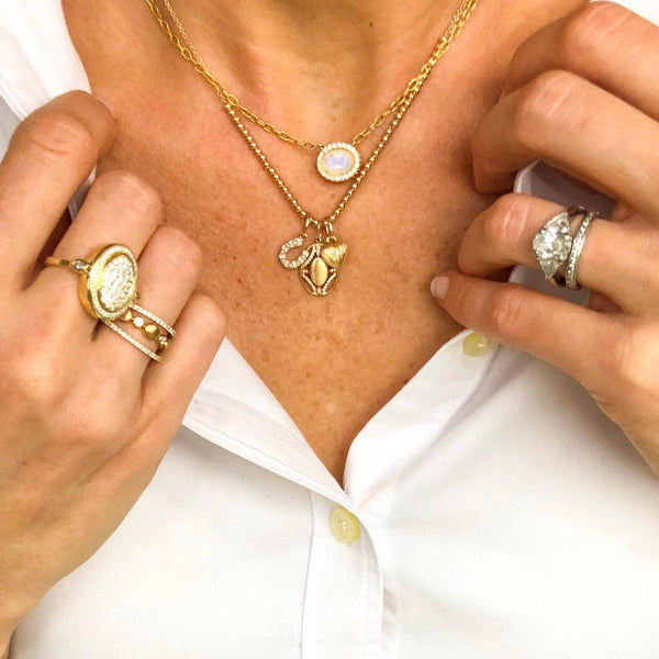 Charm Horseshoe with White Diamonds and Pearls - Charlotte Allison Fine Jewelry