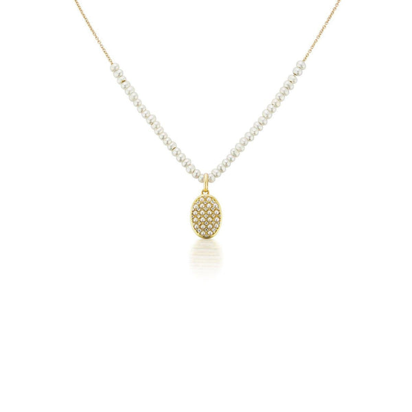 Charm Seed Pearl and Diamond Pave Necklace - Charlotte Allison Fine Jewelry
