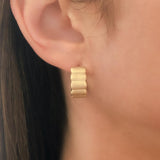 Cigar Scallop Hoops in Brushed Gold - Charlotte Allison Fine Jewelry