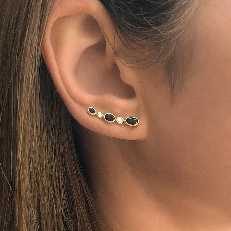 Climbers in Black Spinel and White Diamond - Charlotte Allison Fine Jewelry