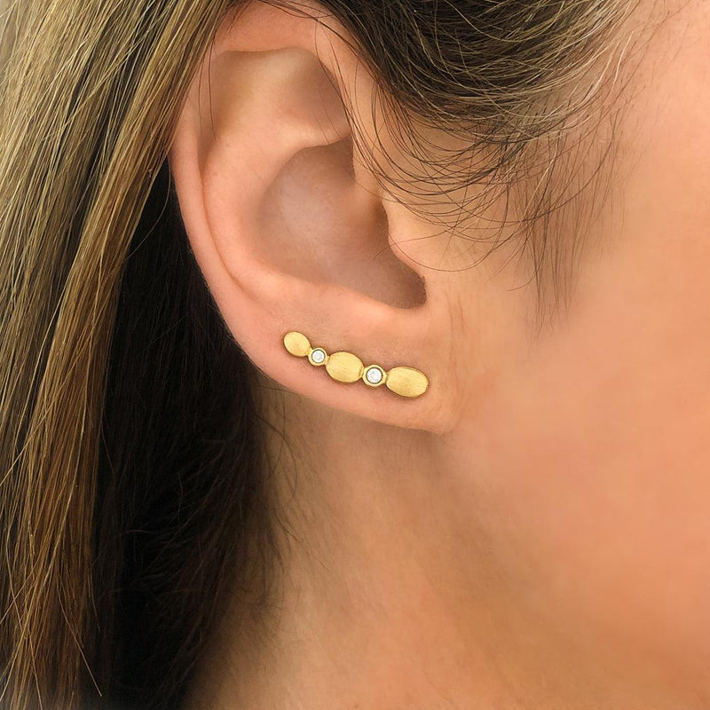 Climbers in Brushed Gold and Diamond - Charlotte Allison Fine Jewelry