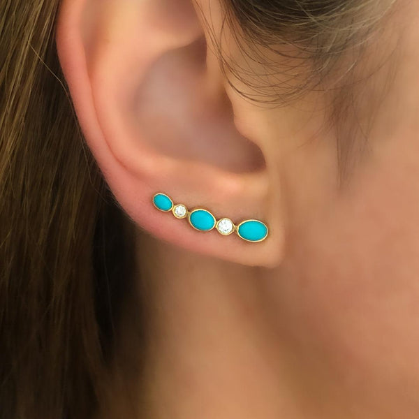 Climbers in Turquoise and Diamond - Charlotte Allison Fine Jewelry