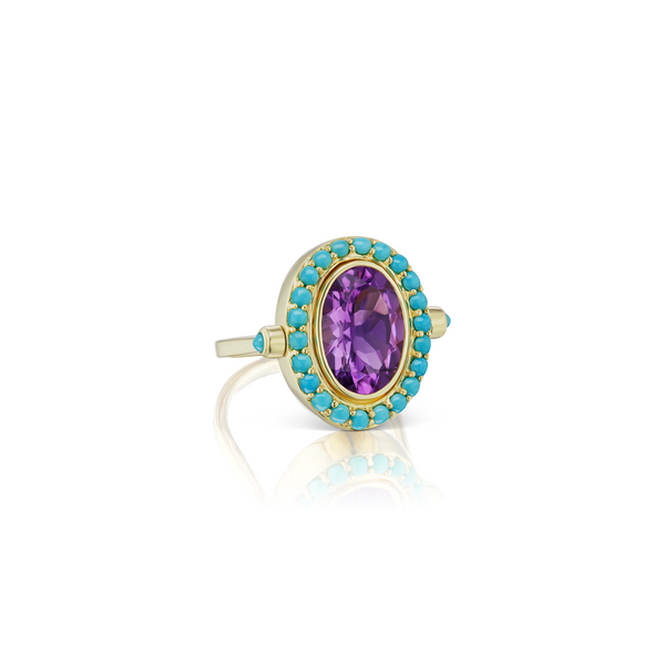 Cocktail Ring in Amethyst and Turquoise - Charlotte Allison Fine Jewelry