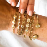 Double Bezel Cuff in Brushed Gold and White Topaz - Charlotte Allison Fine Jewelry