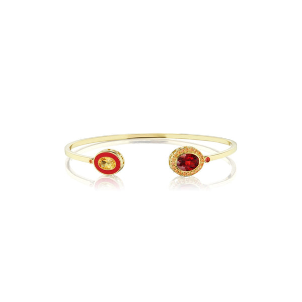 Double Bezel Cuff in Garnet and Citrine - Charlotte Allison Fine Jewelry