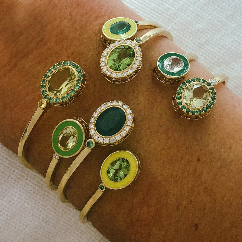 Double Bezel Cuff in Lemon Citrine and Peridot - Charlotte Allison Fine Jewelry