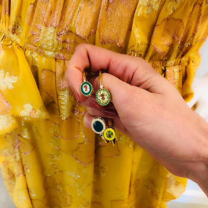 Double Bezel Cuff in Lemon Citrine and Peridot - Charlotte Allison Fine Jewelry
