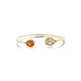 Double Bezel Cuff in White Topaz and Golden Citrine - Charlotte Allison Fine Jewelry
