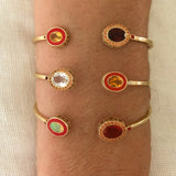 Double Bezel Cuff in White Topaz and Golden Citrine - Charlotte Allison Fine Jewelry