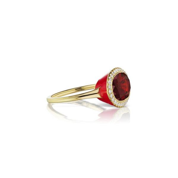 Enamel Cocktail Ring in Garnet (Lava) - Charlotte Allison Fine Jewelry