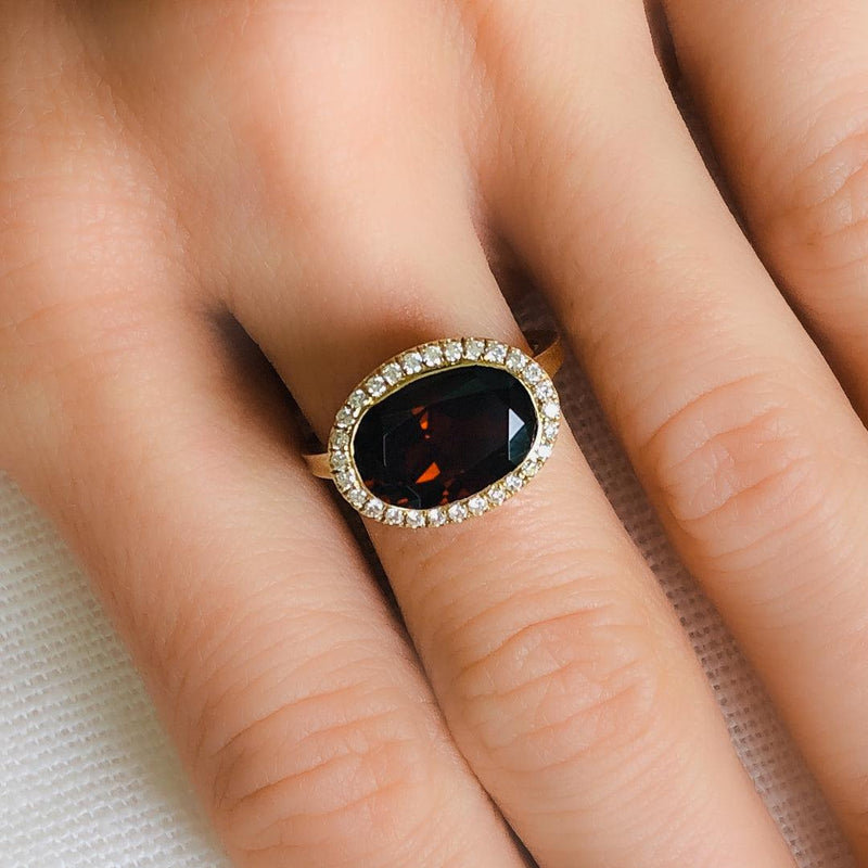 Enamel Cocktail Ring in Garnet (Lava) - Charlotte Allison Fine Jewelry