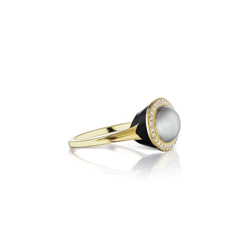 Enamel Cocktail Ring in Gray Pearl - Charlotte Allison Fine Jewelry