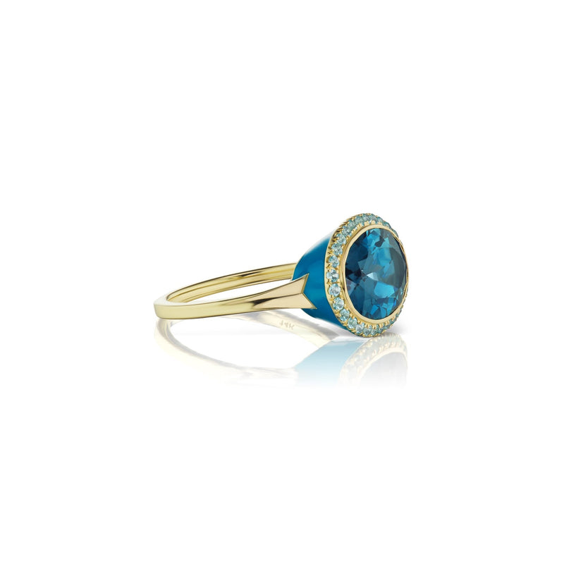 Enamel Cocktail Ring in London Blue Topaz - Charlotte Allison Fine Jewelry