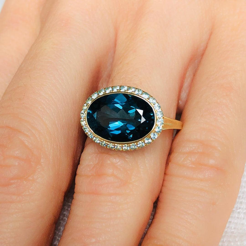 Enamel Cocktail Ring in London Blue Topaz - Charlotte Allison Fine Jewelry