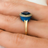 Enamel Cocktail Ring in London Blue Topaz - Charlotte Allison Fine Jewelry