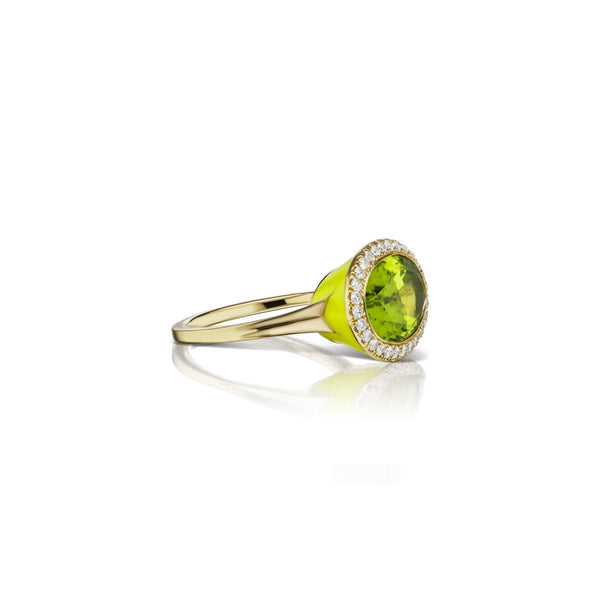 Enamel Cocktail Ring in Peridot - Charlotte Allison Fine Jewelry