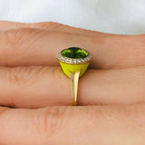 Enamel Cocktail Ring in Peridot - Charlotte Allison Fine Jewelry