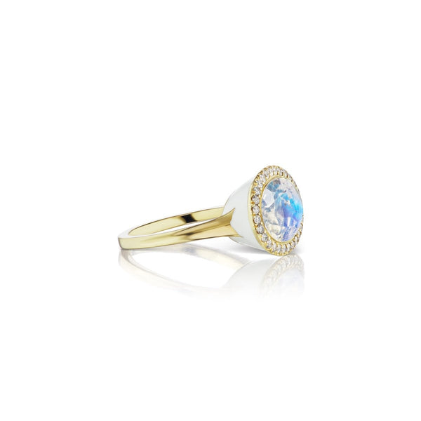 Enamel Cocktail Ring in Rainbow Moonstone - Charlotte Allison Fine Jewelry