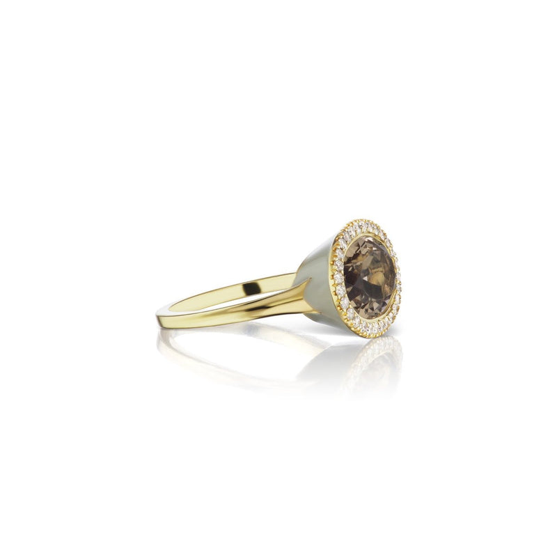 Enamel Cocktail Ring in Smokey Topaz - Charlotte Allison Fine Jewelry