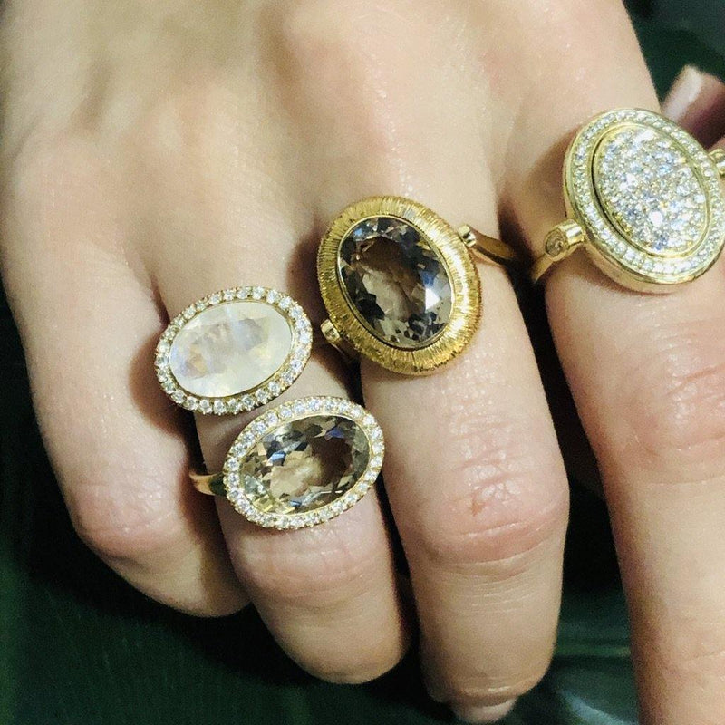 Enamel Cocktail Ring in Smokey Topaz - Charlotte Allison Fine Jewelry