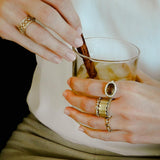 Enamel Cocktail Ring in Smokey Topaz - Charlotte Allison Fine Jewelry