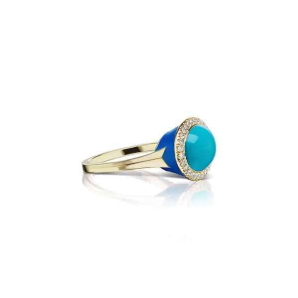 Enamel Cocktail Ring in Turquoise - Charlotte Allison Fine Jewelry