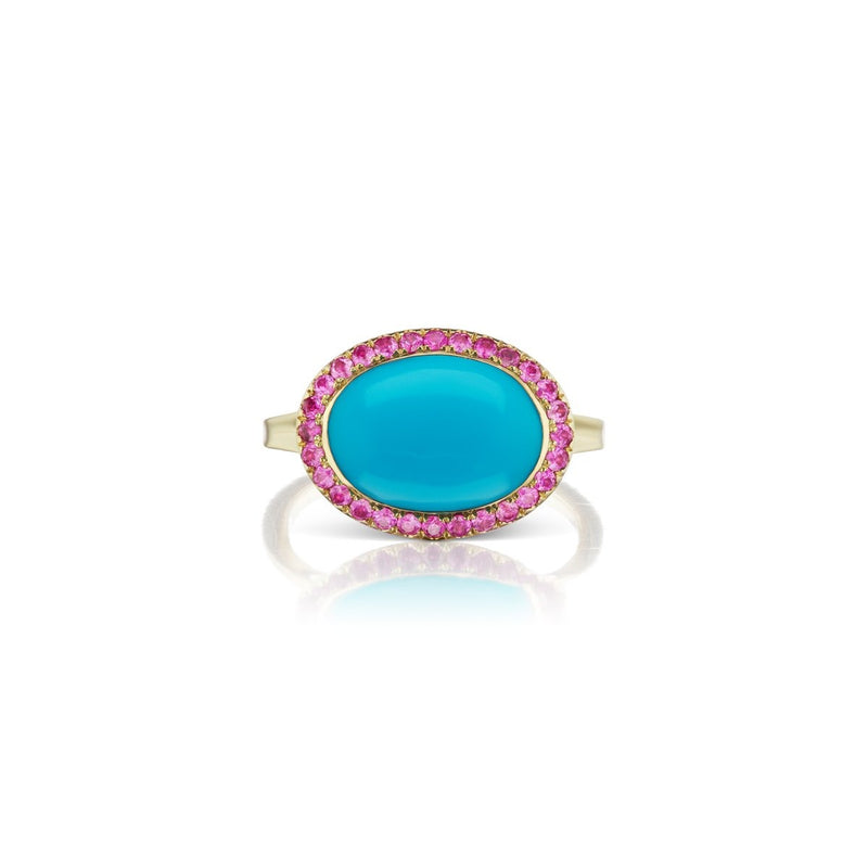 Enamel Cocktail Ring in Turquoise (Violet) - Charlotte Allison Fine Jewelry
