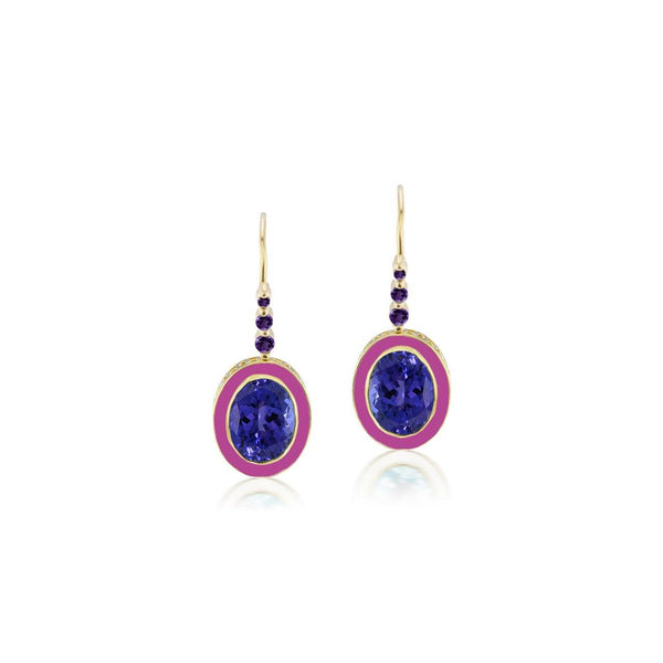 Enamel Dangles in Tanzanite & Berry - Charlotte Allison Fine Jewelry