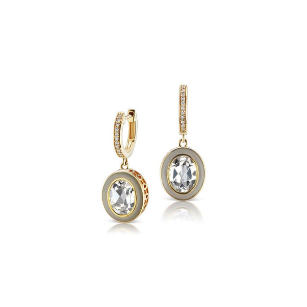 Enamel Half Hoops in White Topaz & Stone - Charlotte Allison Fine Jewelry