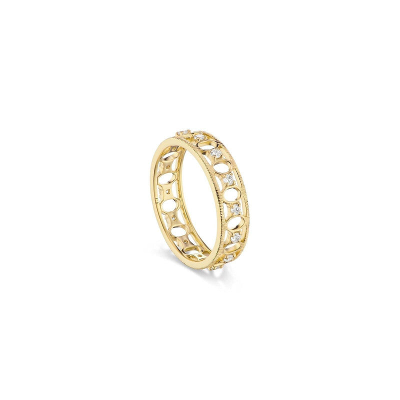 Eternity Gallerie Band in Brushed Gold and White Diamond - Charlotte Allison Fine Jewelry