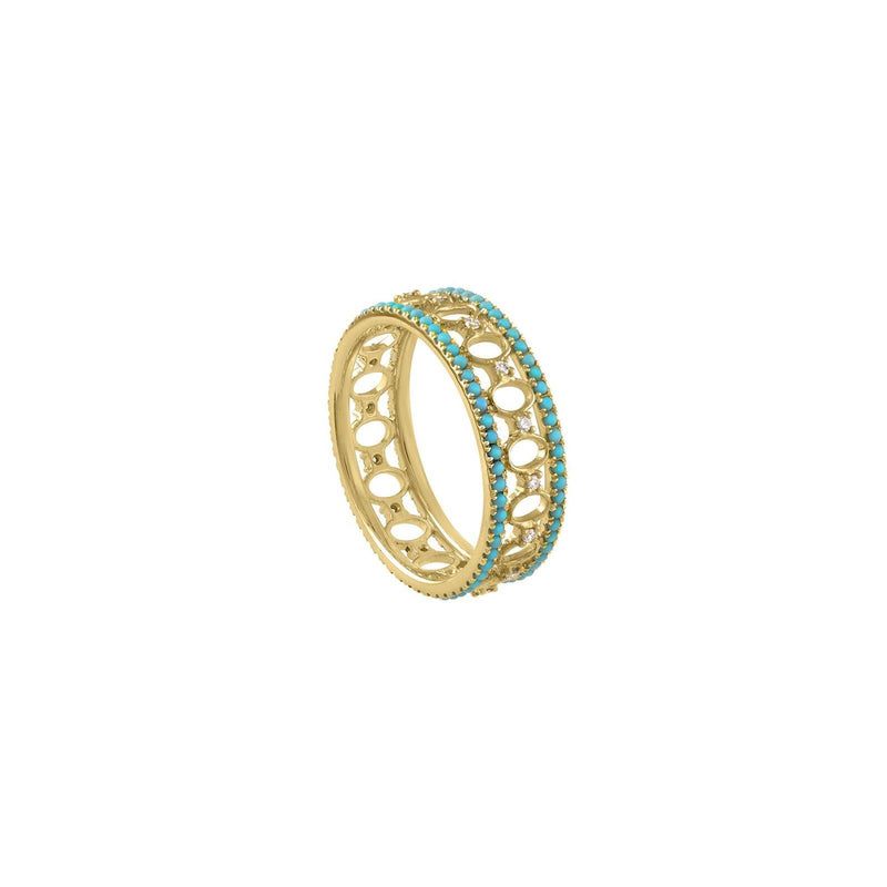 Eternity Gallerie Band in Turquoise and White Diamond - Charlotte Allison Fine Jewelry