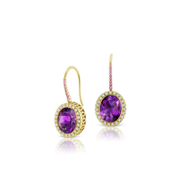 Gemset Dangle in Amethyst and Pink Sapphire - Charlotte Allison Fine Jewelry