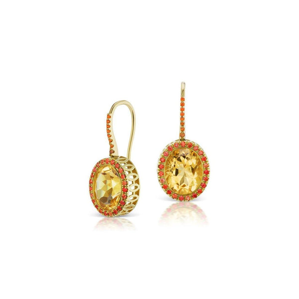 Gemset Dangle in Golden Citrine and Red Orange Sapphire - Charlotte Allison Fine Jewelry