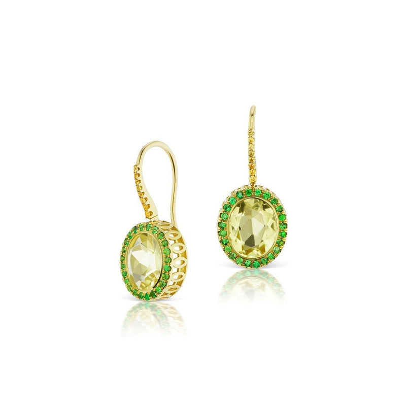 Gemset Dangles in Lemon Citrine and Tsavorite - Charlotte Allison Fine Jewelry