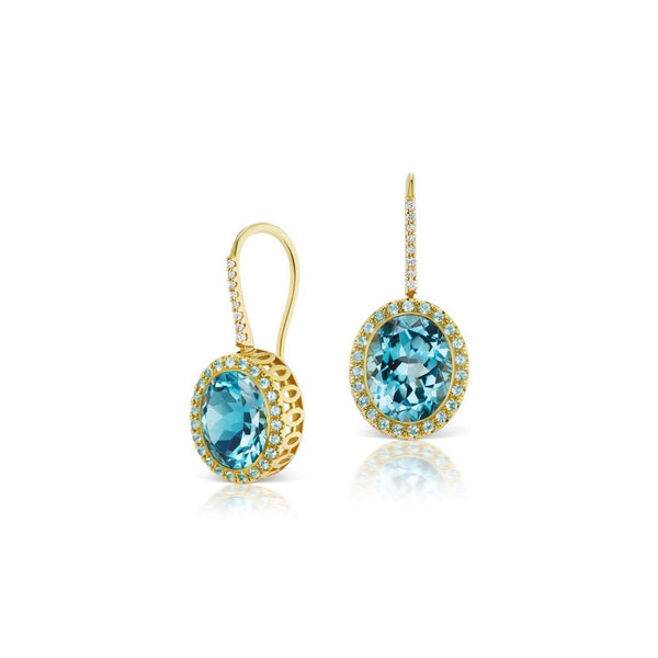 Gemset Dangles in London Blue Topaz Stone and Diamond - Charlotte Allison Fine Jewelry