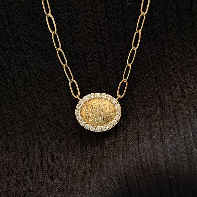 Gemset Necklace in Brushed Gold and Diamond - Charlotte Allison Fine Jewelry