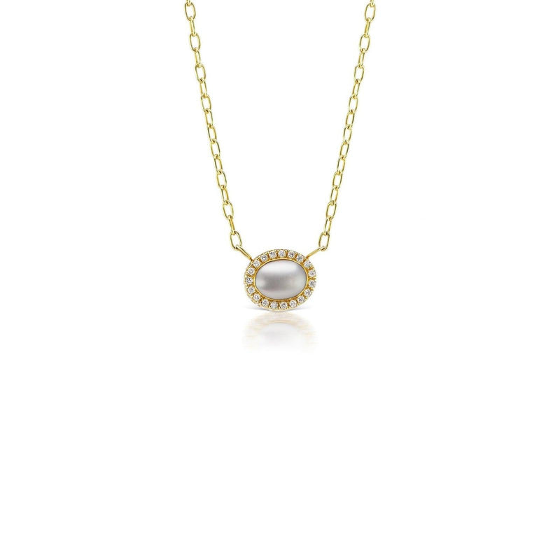 Gemset Necklace in Gray Pearl and Diamond - Charlotte Allison Fine Jewelry