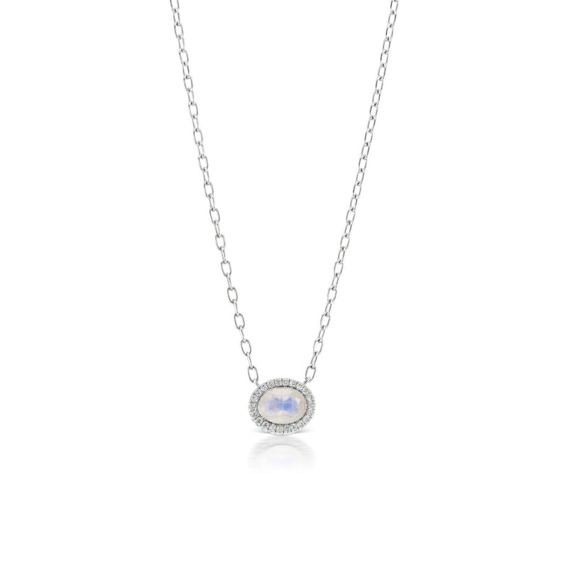 Gemset Necklace in Rainbow Moonstone and Diamond - Charlotte Allison Fine Jewelry